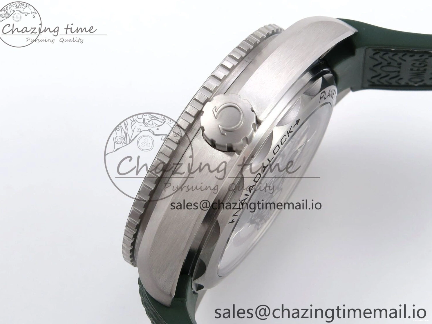 0513 Planet Ocean 43.5mm SS VSF 1:1 Best Edition Green Bezel White Dial on Green Rubber Strap A8900 Super Clone Unisex 7713